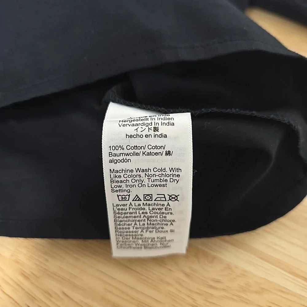 Madewell Puff Sleeve Scoop Neck Cotton Poplin Top True Black‎ NT780 Womens Small